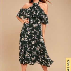 Lulu’s Forest Green Floral Dress